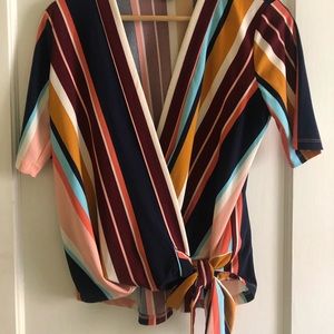 HALOGEN striped tie top